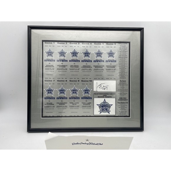 1989 Dallas Cowboys Season Ticket Sheet Signed by Jason Tucker - Picture 1 of 9
